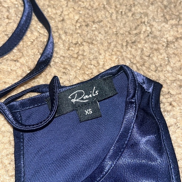 Rails Solene Satin Midi Sheath Slip Dress Navy Blue XS - Picture 9 of 10